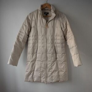Vintage Black Rivet Puffer Coat Size Small Champagne Tan‎